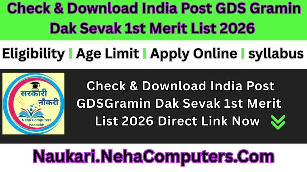India Post GDS 1st Merit List 2026