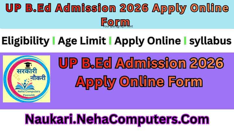 UP B.Ed Admission 2026 Apply Online Form 